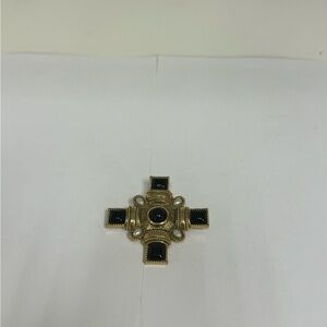 Gold plated and Black Brooch